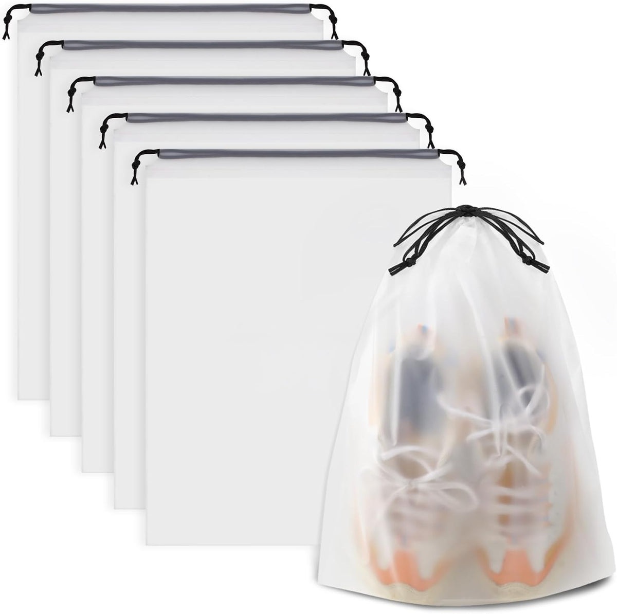 Clear Shoe Bags for Travel 5 PCS, Drawstring Travel Shoe Bags for Packing