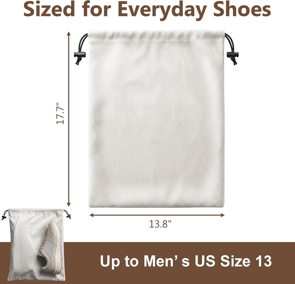 6 PCS Flannel Cloth Shoe Bags for Travel & Packing for Women & Men