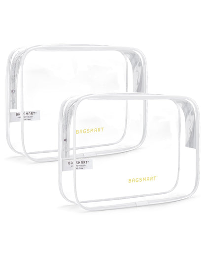 BAGSMART Clear Toiletry Bag 2-Pack TSA Approved Water-Repellent, Black