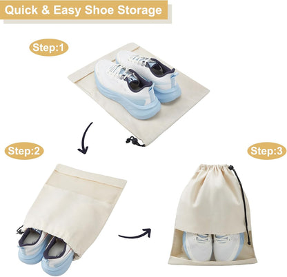 4 Pcs Shoe Bags for Travel with Clear TPU Window & Drawstring Closure