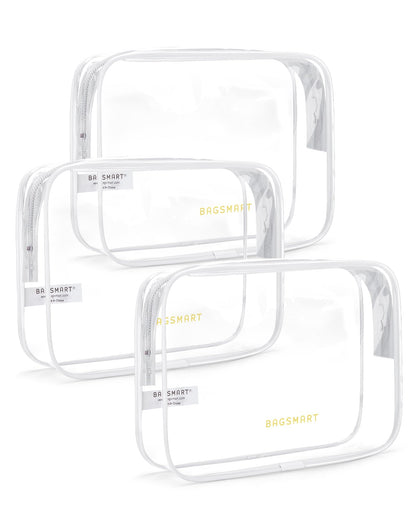 BAGSMART Clear Toiletry Bag 2-Pack TSA Approved Water-Repellent, Black
