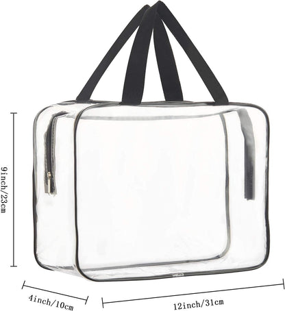 HAOGUAGUA 2-Piece Large Clear Makeup Cosmetic Organizer Bag, Plastic Tote Bags, Waterproof Transparent Handbag Purse