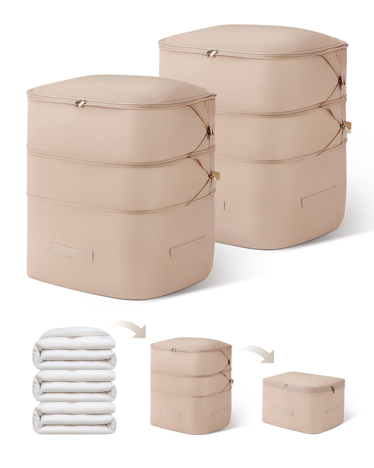 Eachy 3-Pack Comforter Storage Bag Blanket Storage Bags, 136L Compression Storage Bags for Blanket Comforter, Ultra Space Saving Self Compression Organizer