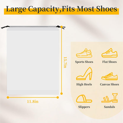Shoe Bags for Travel, 15 Pack Clear Drawstring Bags for Packing