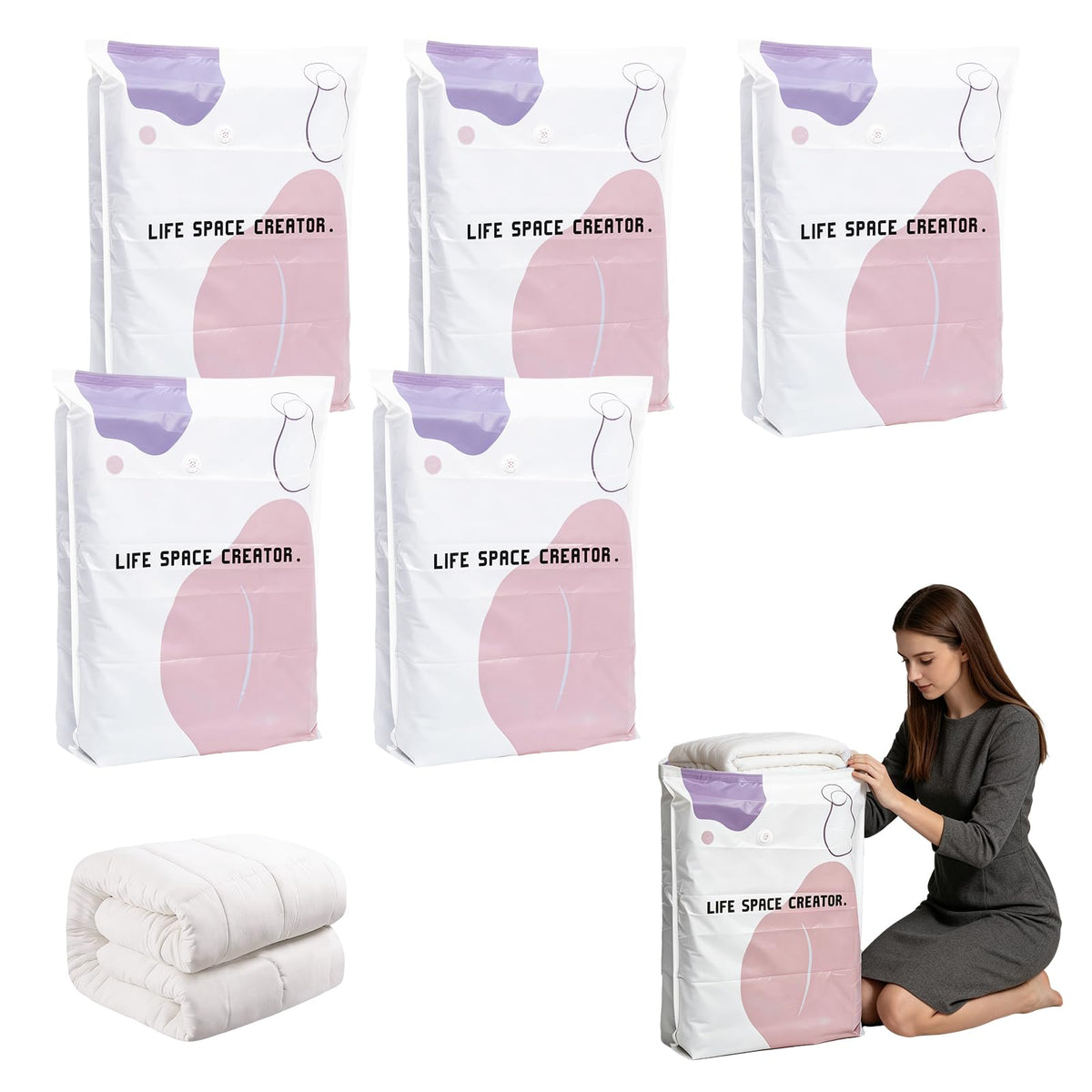 2026 New Space Bags No-Pump Vacuum Storage | Reusable Vacuum Seal Storage Bags