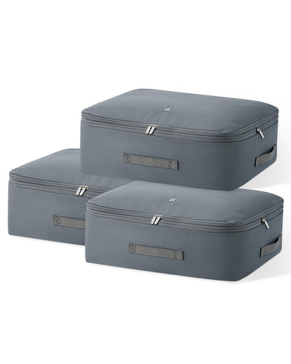 Eachy 3-Pack Comforter Storage Bag Blanket Storage Bags, 136L Compression Storage Bags for Blanket Comforter, Ultra Space Saving Self Compression Organizer