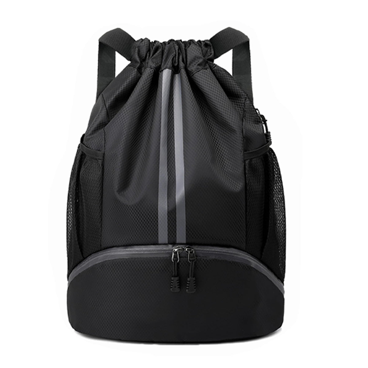 JELUTAR Drawstring Backpack Gym Bag with Shoes Compartment, Black