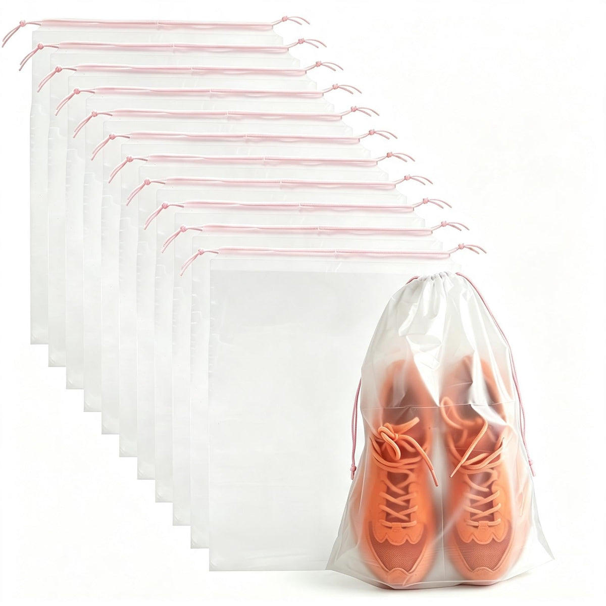 PLULON 32 Pcs Clear Shoe Bags for Travel, Clear Travel Shoe Bag for Storage