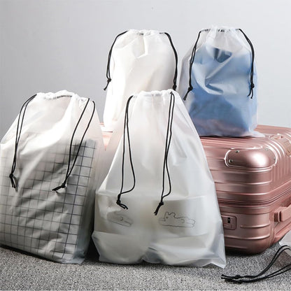 Translucent Travel Drawstring Bags Reusable Large Shoes Bags Organizers Storage Pouch Waterproof Durable Dust Bags with Rope 15.7 x 11.8 inches (50 Pack)
