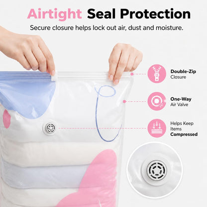 3 Pack No Pump Vacuum Storage Bags, Large 3D Cube Space Saver Bags