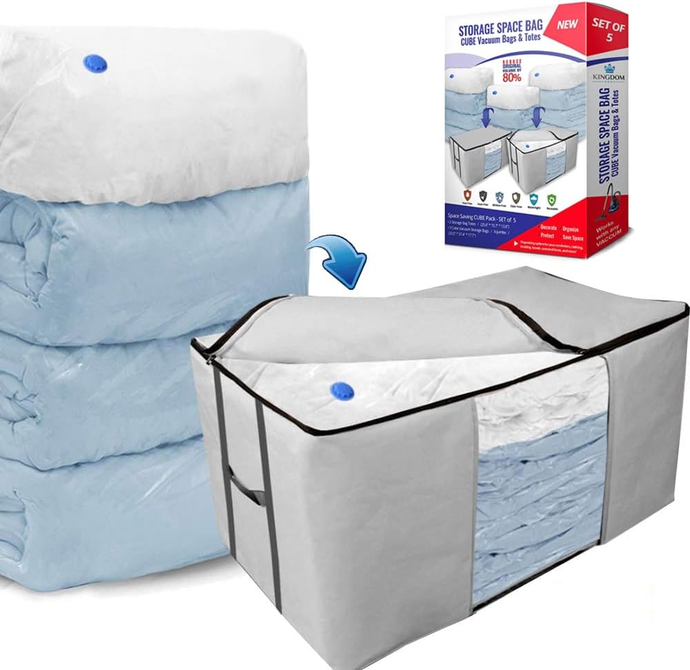 Vacuum Storage Bags, Cube Space Saver Bags, Bedding Space Saving Organizer
