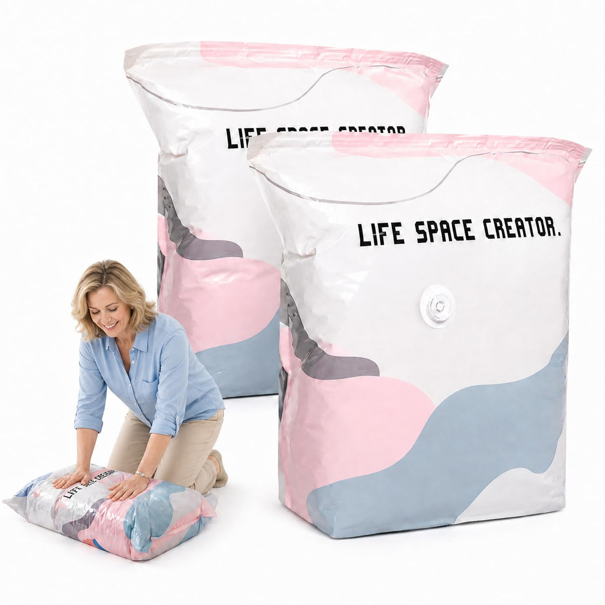No-Pump Vacuum Storage Bags 3D Cube Space Saver Bags (5PCS, M)