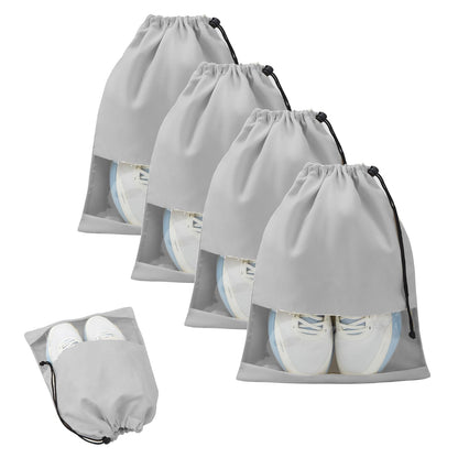 4 Pcs Shoe Bags for Travel with Clear TPU Window & Drawstring Closure