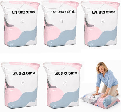 No-Pump Vacuum Storage Bags 3D Cube Space Saver Bags (5PCS, M)