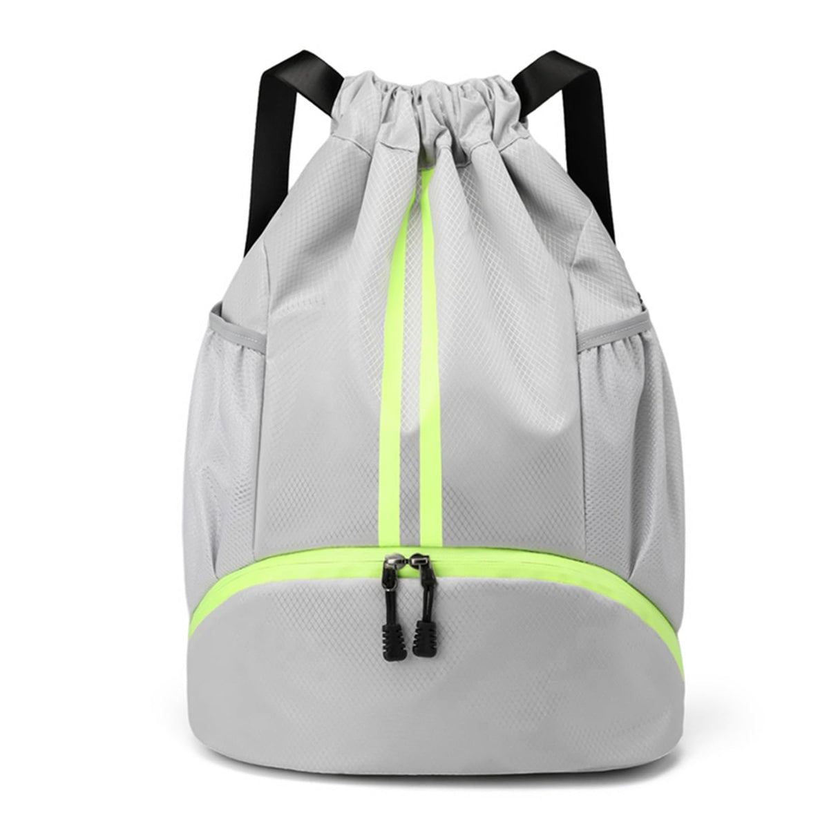 JELUTAR Drawstring Backpack Gym Bag with Shoes Compartment, Black