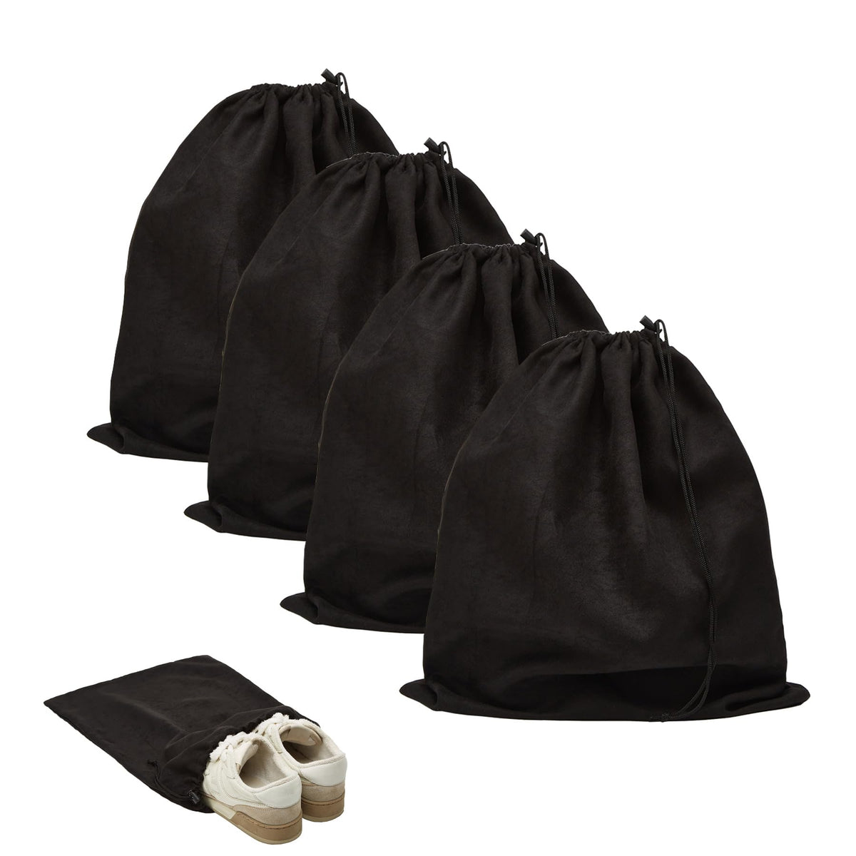 4 Pcs Travel Shoe Bags for Packing with Drawstring,17.7" x 13.8",Beige