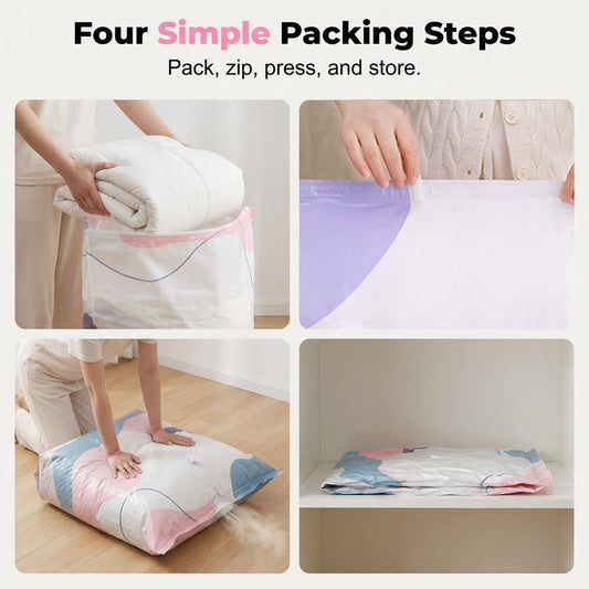 Vacuum Storage Bags for Clothes, Comforters, Compression Space Saver Bags