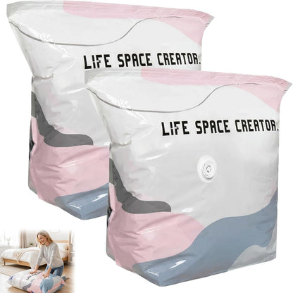 No Pump Vacuum Storage Bags, Cube Compression Space Saver Bags, 2 Pack,XL