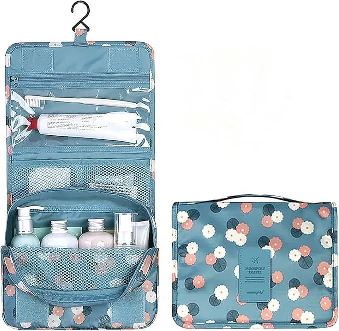 Kono Travel Hanging Toiletry Wash Bag Men & Women, Waterproof Multifunctional Toiletries Makeup Cosmetic Bags with Hanging Hook, Women’s Cosmetic Bag for Full Sized Container