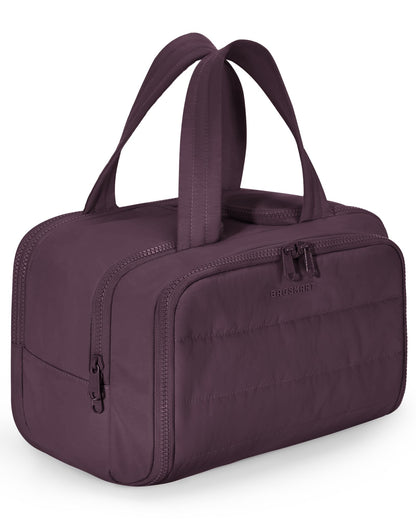 BAGSMART Travel Toiletry Bag, Lightweight Large Wide-open Travel Bag for Women, Puffy Cosmetic Makeup Bag Organizer with Handle for Accessories,Essentials, Toiletries, Black