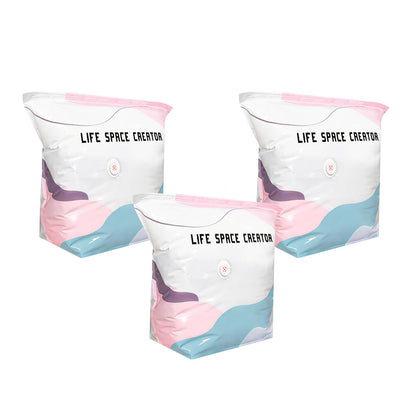 2PCS No Pump Vacuum Storage Bags, No Pump Large Vacuum Storage Compression Bags, Thick Airtight Reusable Organizer for Clothes Comforters Travel Moving Closet Storage (M+L)