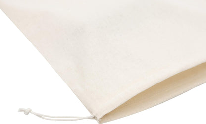 DR 100% Cotton Muslin Drawstring Bags (12x16 Inch - 6-Pack) Large Beige Fabric Cotton Shoe Bag and Storage Pouches for Shoes Storage Pantry Gifts Laundry Travel