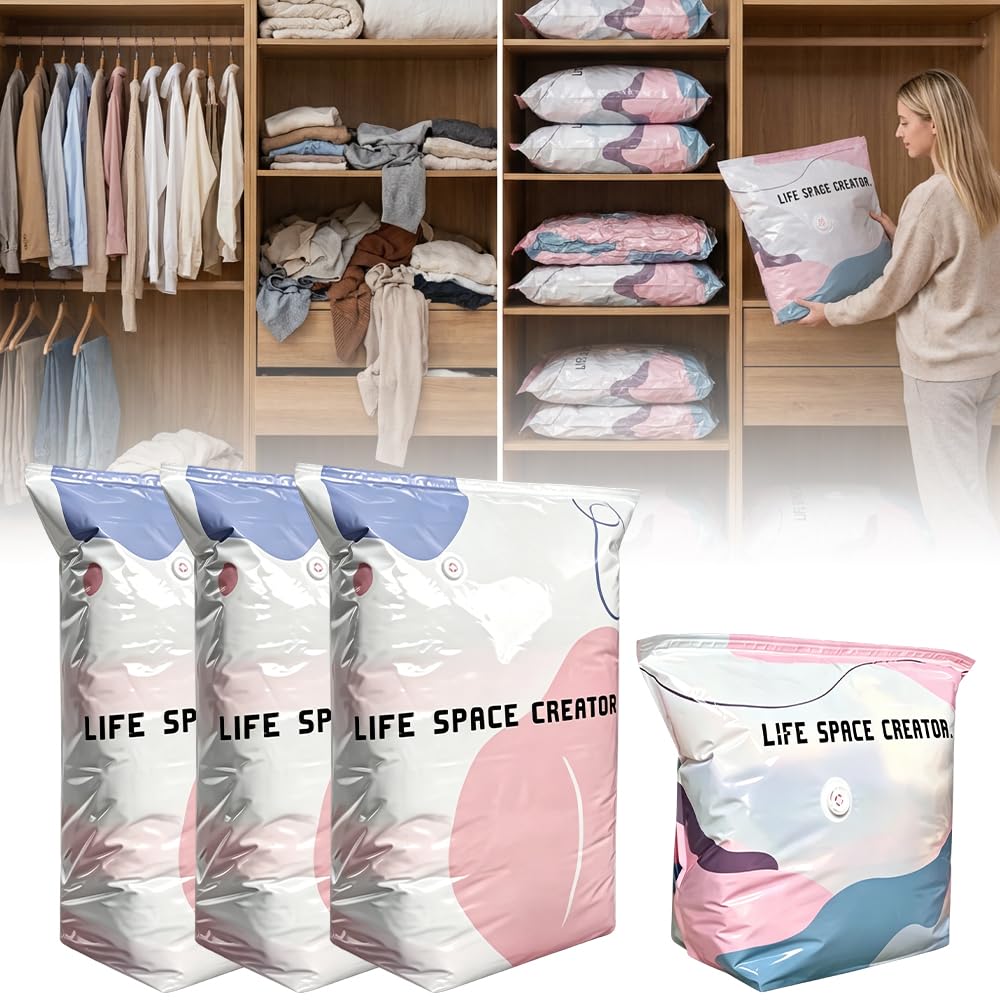 Vacuum Storage Bags for Clothes, Comforters, Compression Space Saver Bags
