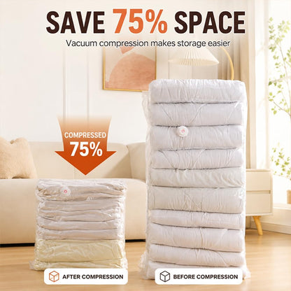 4 Pack No-Pump Vacuum Storage Bags,New 3D Compression Bags,Clear Space Saver Bags for Clothes,Comforters and Blankets