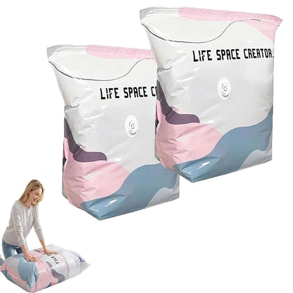 No-Pump Vacuum Storage Bags, 2026 New Cube Compression Space Saver Bags, Upgrade Large Storage Compression Bags No-Pump 3D Vacuum Storage Bags for Clothes, Comforters, Blankets