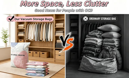 No-Pump Vacuum Storage Bags, 2026 New Cube Compression Space Saver Bags, Upgrade Large Storage Compression Bags No-Pump 3D Vacuum Storage Bags for Clothes, Comforters, Blankets