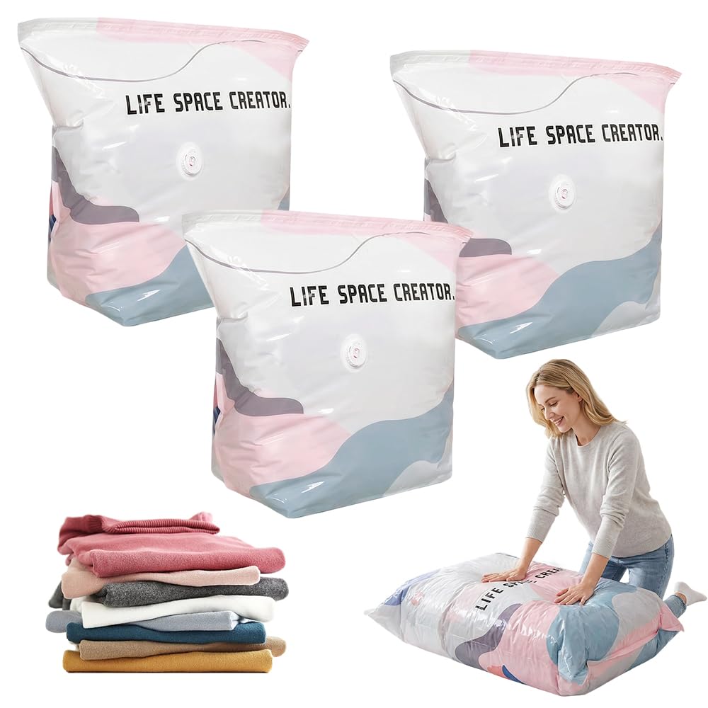 Vacuum Storage Bags for Clothes, Comforters, Compression Space Saver Bags