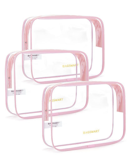 BAGSMART Clear Toiletry Bag 2-Pack TSA Approved Water-Repellent, Black