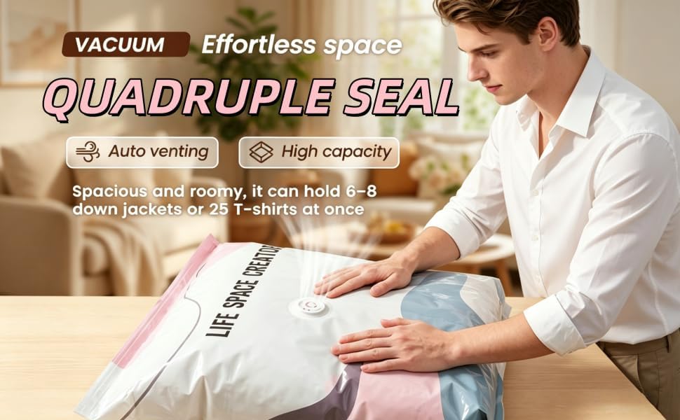 No-Pump Vacuum Storage Bags, 2026 New Cube Compression Space Saver Bags, Upgrade Large Storage Compression Bags No-Pump 3D Vacuum Storage Bags for Clothes, Comforters, Blankets