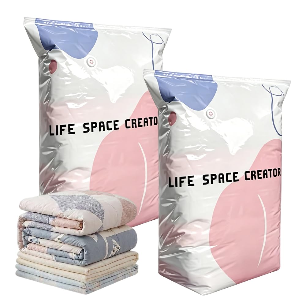 2026 New No-Pump Vacuum Storage Bags, 3D Vacuum Storage Bags, Portable Large Clothes Compression Bags for Household Use, Convenient Cube Storage Bag for Clothes, Comforters (2, 19.6 * 27.5in)