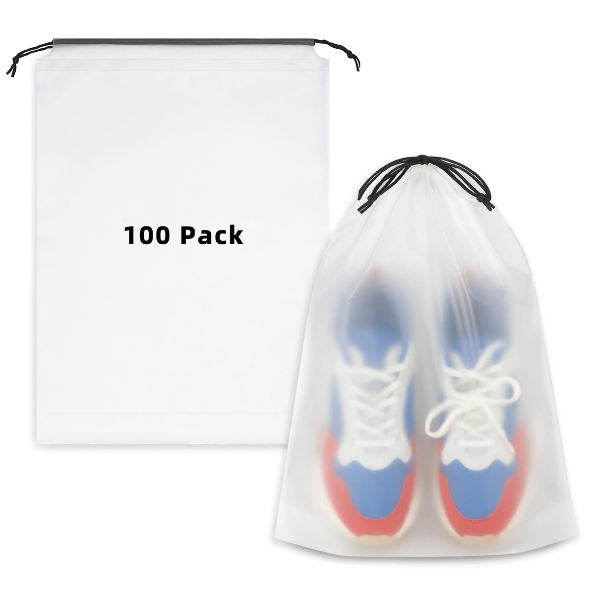 LazyMe Clear Large Shoe Bags for Travel, 12 x 18 Inch, 100 Pack