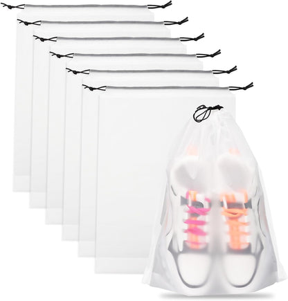 Teskyer Shoe Bags for Travel, Waterproof Drawstring Shoe Bags, 6 Pack