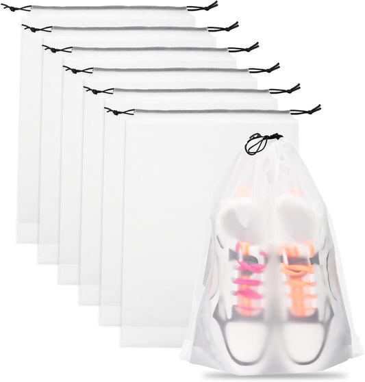 Teskyer Shoe Bags for Travel, Waterproof Drawstring Shoe Bags, 6 Pack