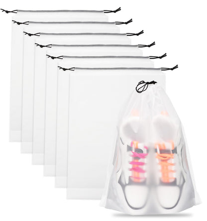 Teskyer Shoe Bags for Travel, Waterproof Drawstring Shoe Bags, 6 Pack