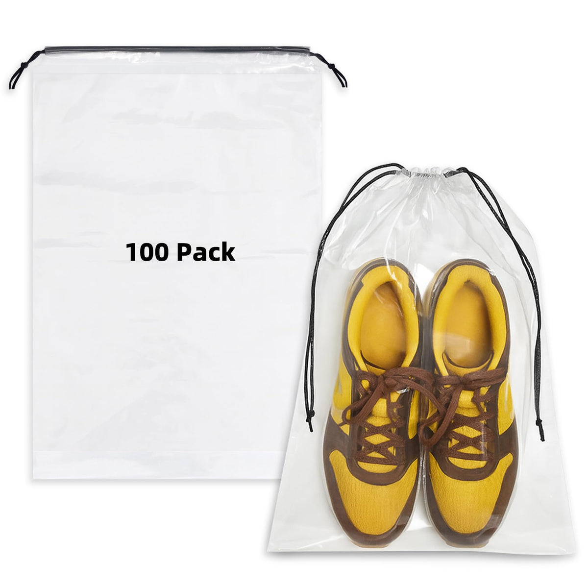 LazyMe Clear Large Shoe Bags for Travel, 12 x 18 Inch, 100 Pack