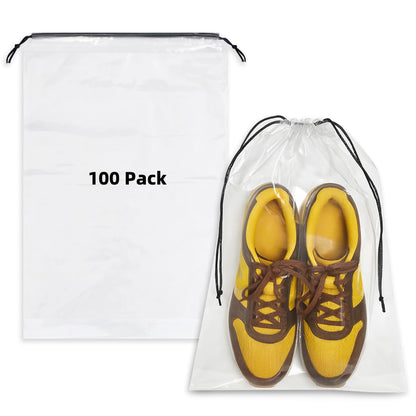 LazyMe Clear Large Shoe Bags for Travel, 12 x 18 Inch, 100 Pack