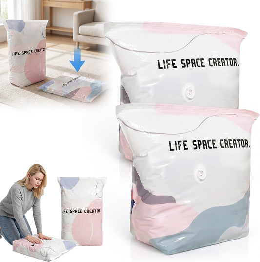 2026 New No-Pump Vacuum Storage Bags, 3D Vacuum Storage Bags, Portable Large Clothes Compression Bags for Household Use, Convenient Cube Storage Bag for Clothes, Comforters (2, 19.6 * 27.5in)