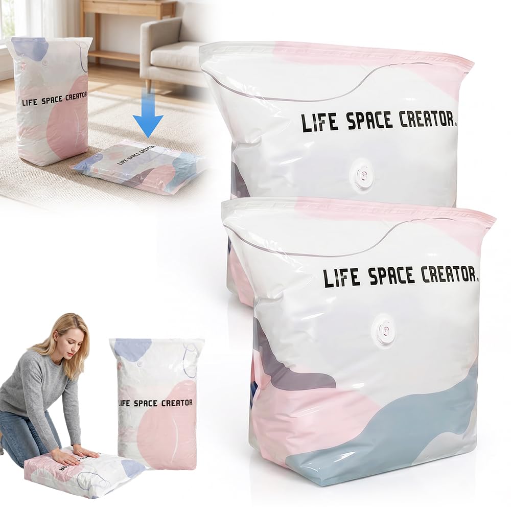 2026 New No-Pump Vacuum Storage Bags, 3D Vacuum Storage Bags, Portable Large Clothes Compression Bags for Household Use, Convenient Cube Storage Bag for Clothes, Comforters (2, 19.6 * 27.5in)