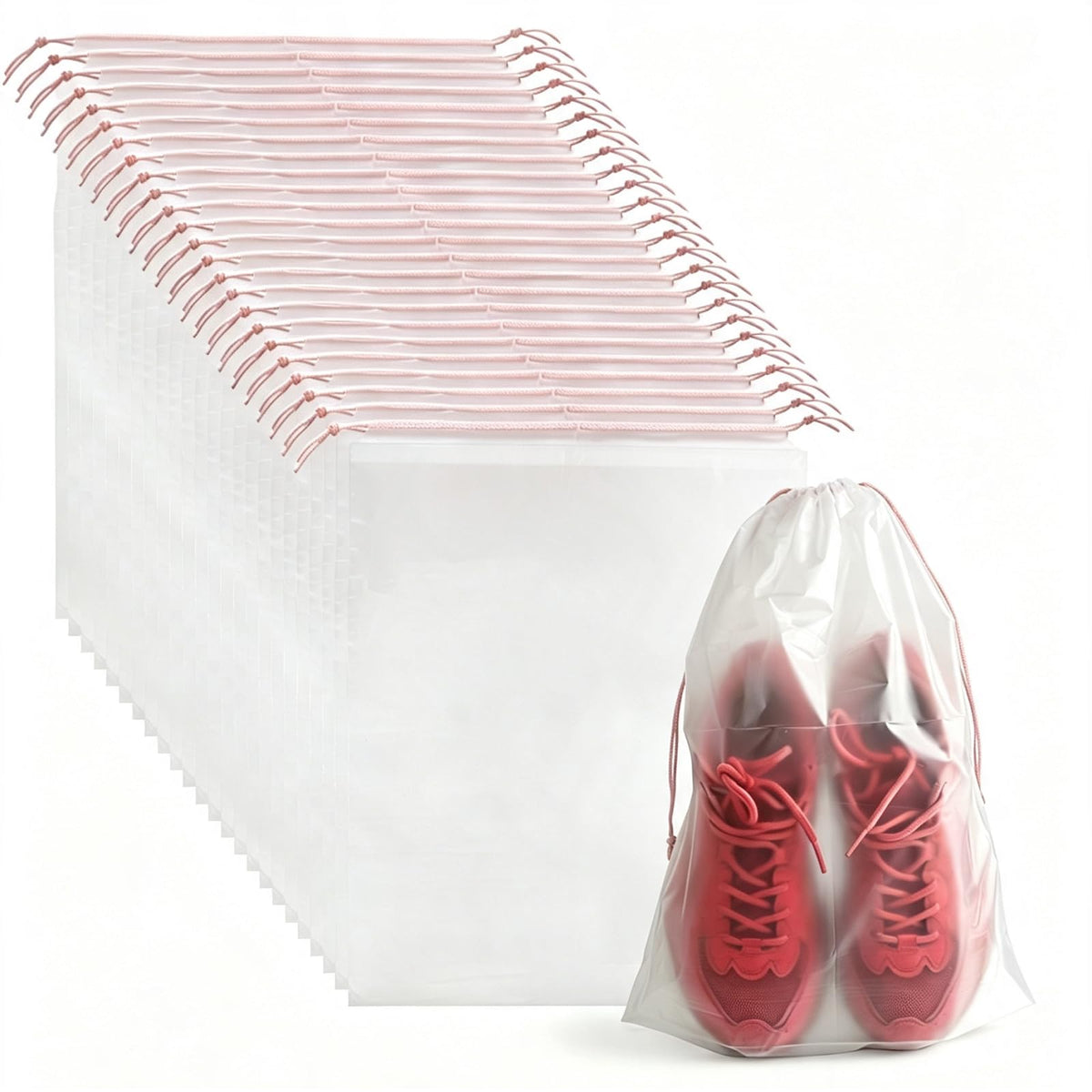 PLULON 32 Pcs Clear Shoe Bags for Travel, Clear Travel Shoe Bag for Storage