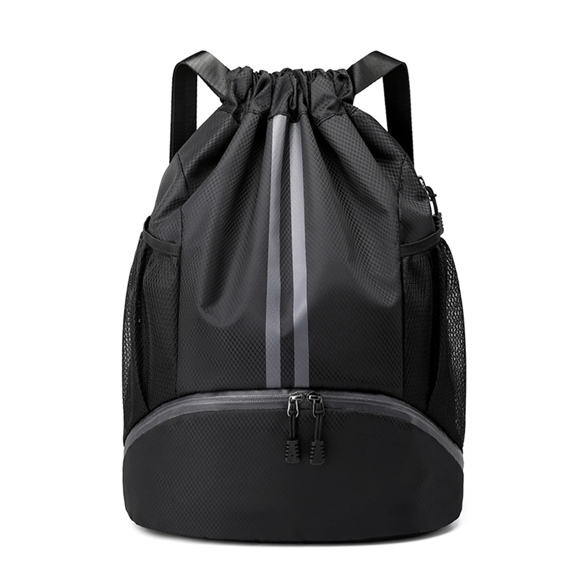JELUTAR Drawstring Backpack Gym Bag with Shoes Compartment, Black