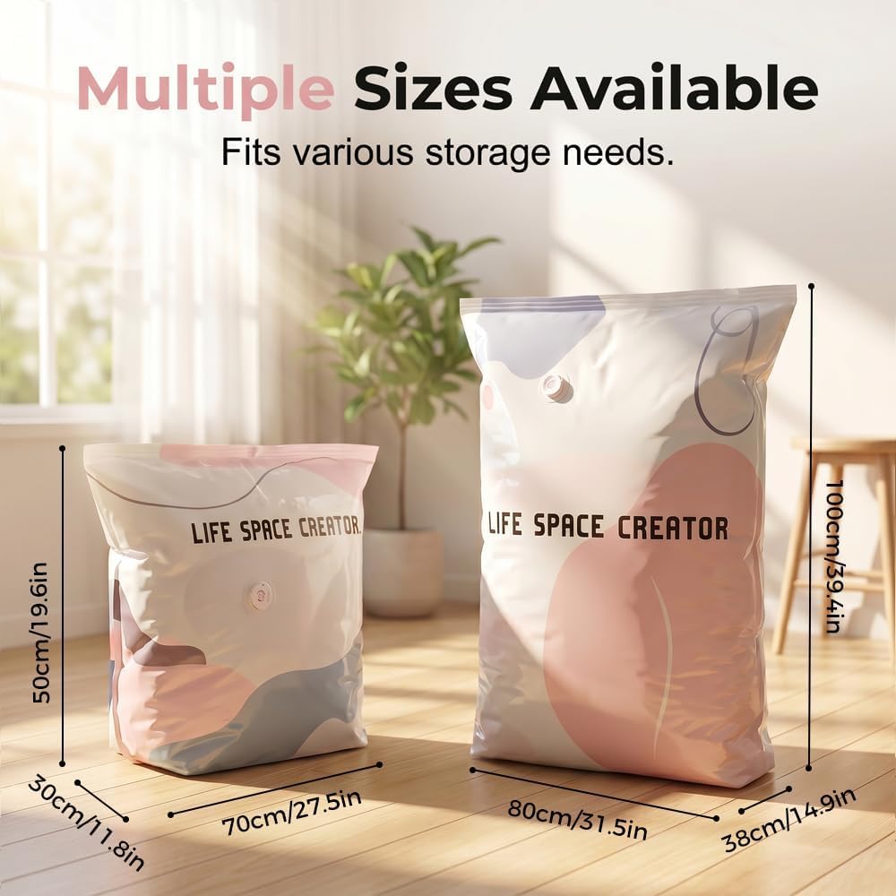 3 Pack No Pump Vacuum Storage Bags, Large 3D Cube Space Saver Bags