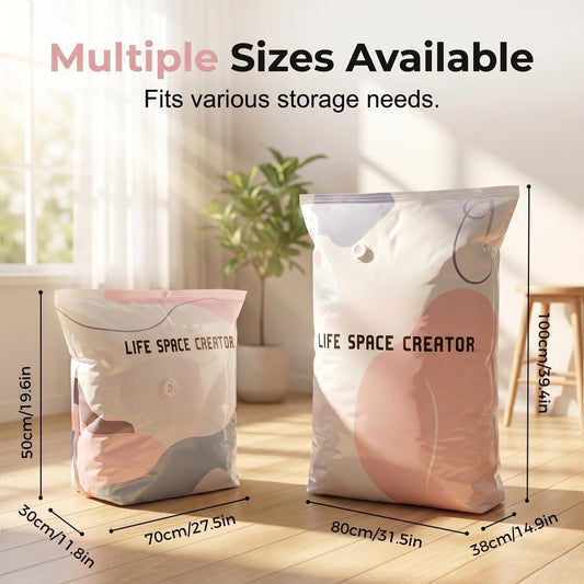 3 Pack No Pump Vacuum Storage Bags, Large 3D Cube Space Saver Bags