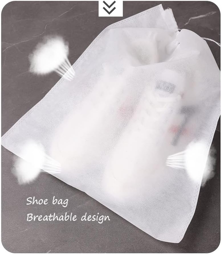 30 eco-friendly travel shoe bag storage bags, non-woven breathable dust-proof bag with rope, suitable for storing shoes and bags, isolate dust and keep shoes and bags clean and tidy. (9.8inX13.77in)