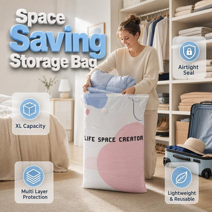 2026 New No-Pump Vacuum Storage Bags, 3D Vacuum Storage Bags, Portable Large Clothes Compression Bags for Household Use, Convenient Cube Storage Bag for Clothes, Comforters (2, 19.6 * 27.5in)