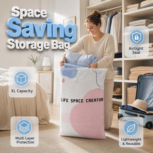 2026 New No-Pump Vacuum Storage Bags, 3D Vacuum Storage Bags, Portable Large Clothes Compression Bags for Household Use, Convenient Cube Storage Bag for Clothes, Comforters (2, 19.6 * 27.5in)