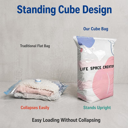 Better Life Space Bags, No Pump Vacuum Storage Bags for Clothes, Bedding & Comforters, Cube Compression Bags, 31 x 39 x 15 in, 2 Pack